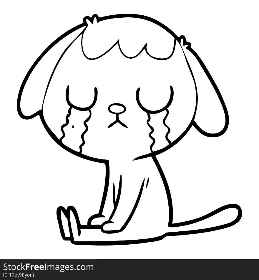 cute cartoon dog crying. cute cartoon dog crying