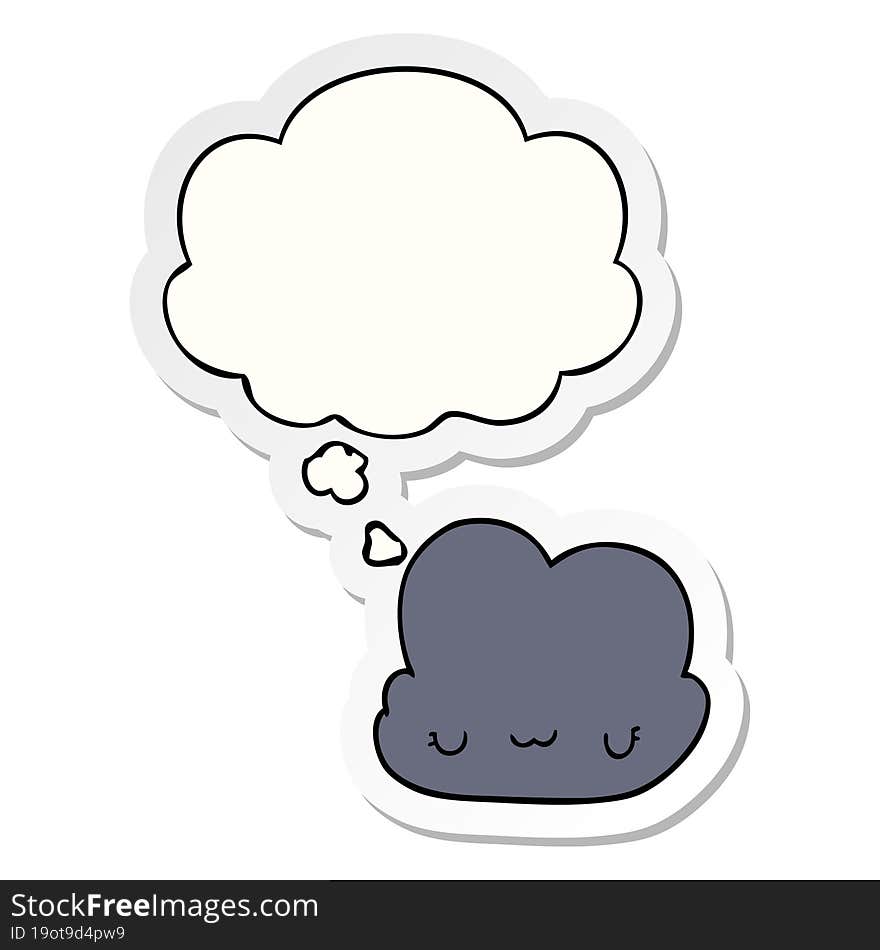 cute cartoon cloud and thought bubble as a printed sticker