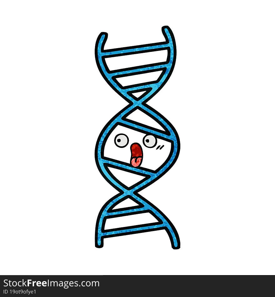 retro grunge texture cartoon DNA strand