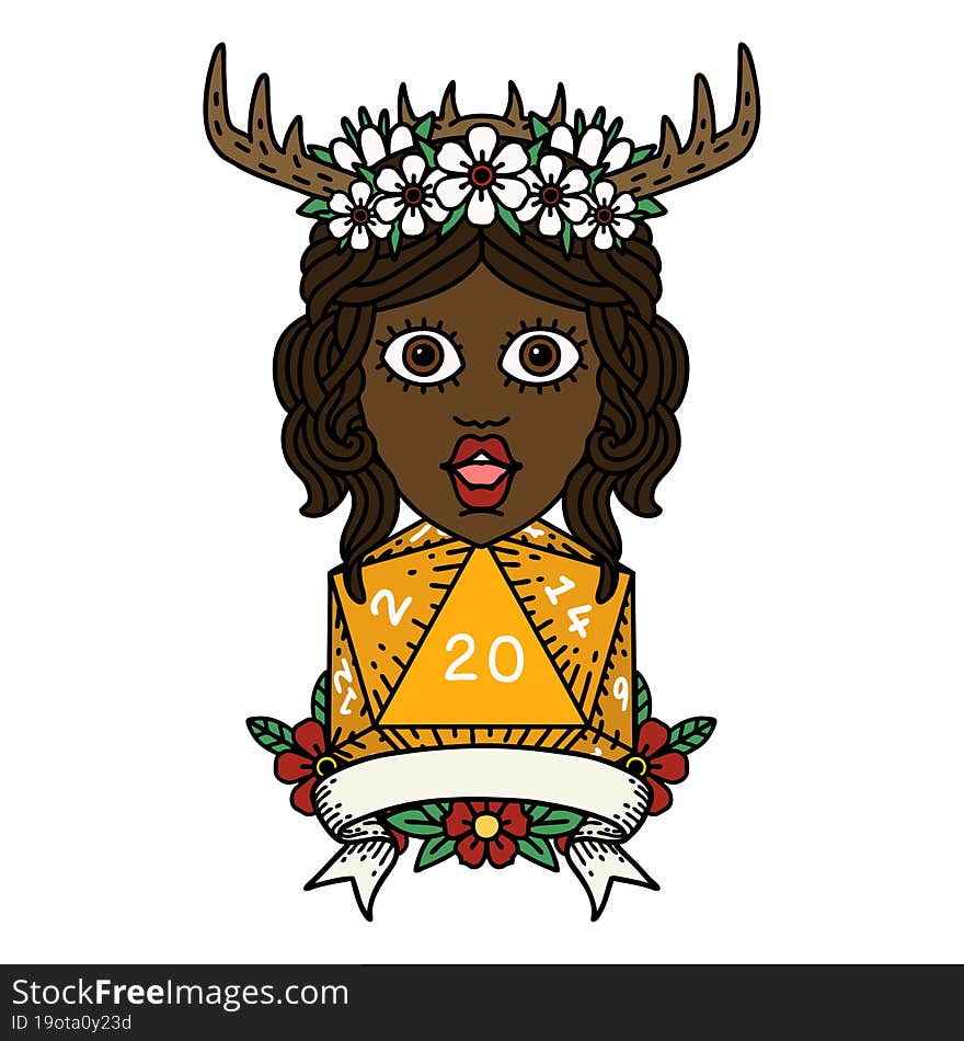 human druid with natural twenty roll illustration