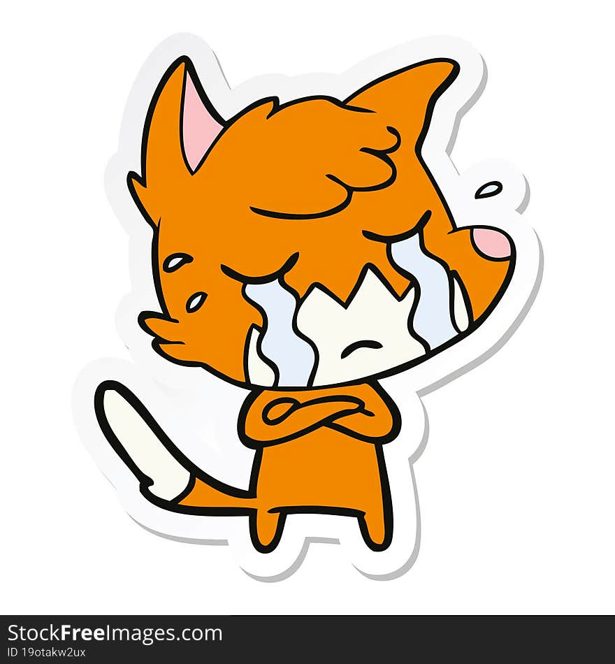 sticker of a crying fox cartoon