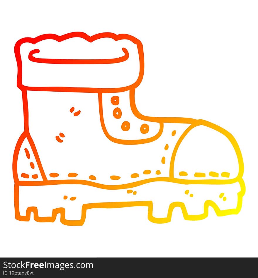 warm gradient line drawing of a cartoon work boot