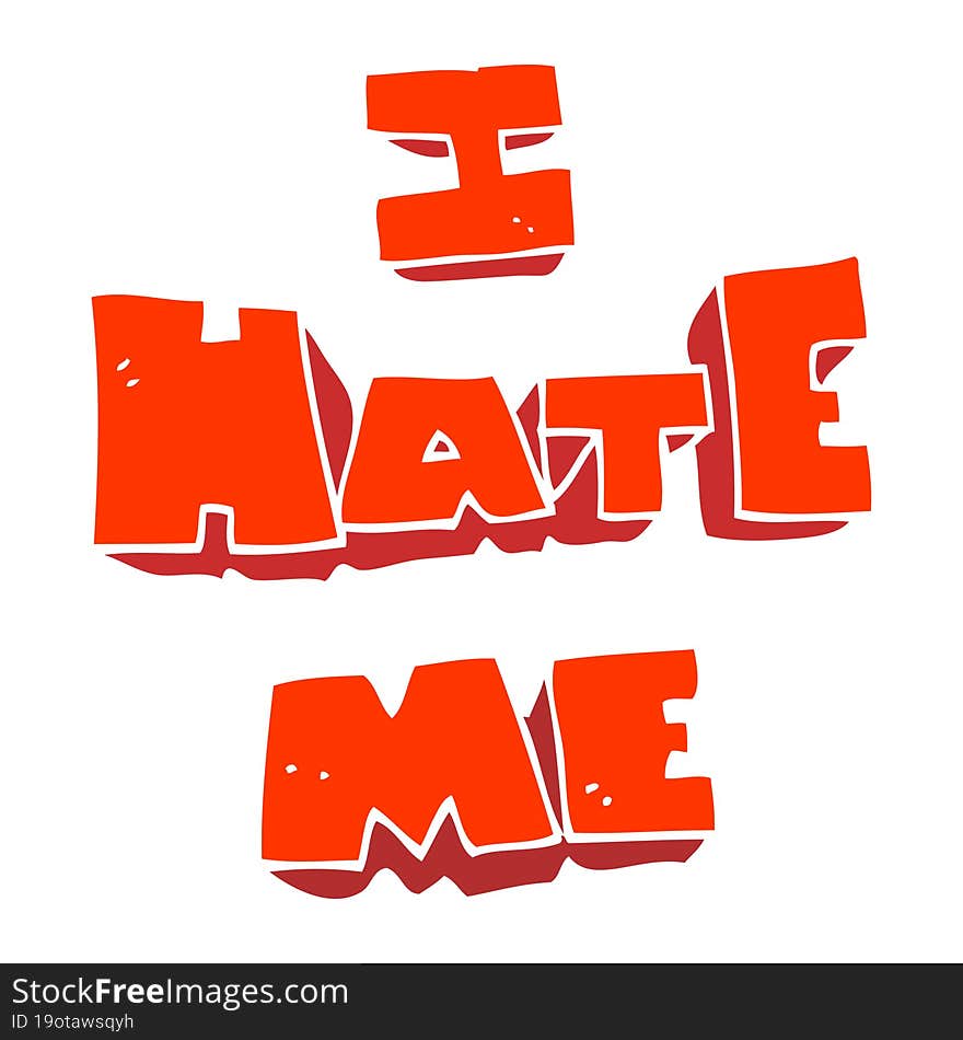 I Hate Me Flat Color Illustration Of A Cartoon Symbol