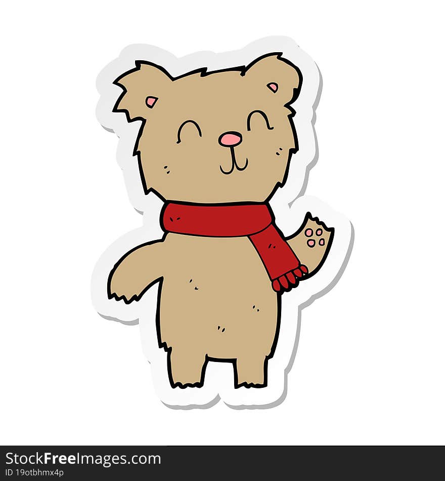 sticker of a cartoon cute teddy bear