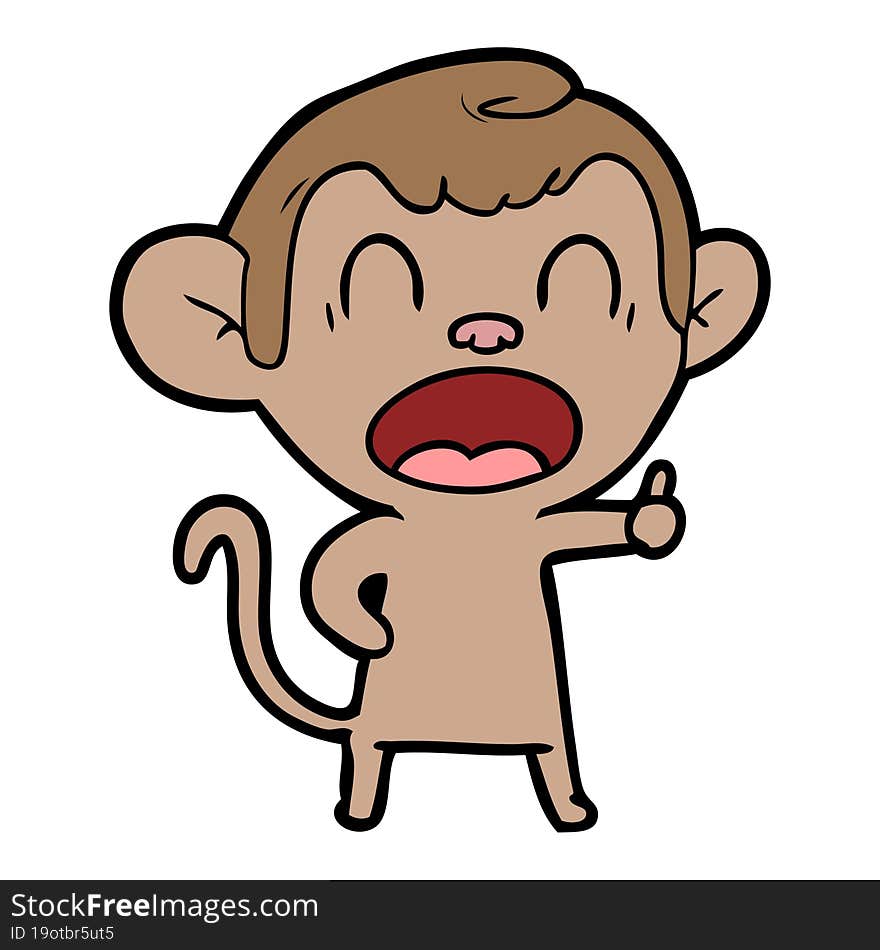 yawning cartoon monkey. yawning cartoon monkey