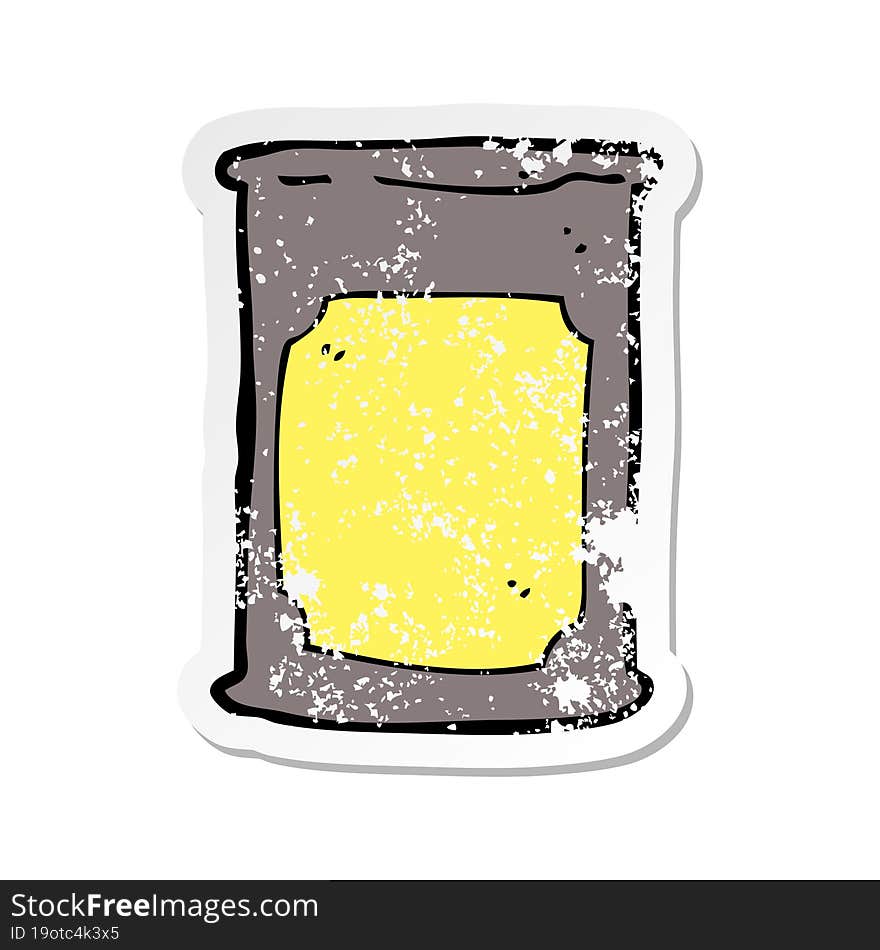 retro distressed sticker of a cartoon oil barrel