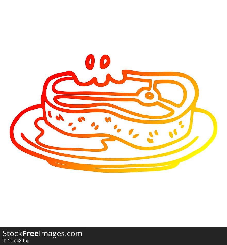 warm gradient line drawing of a cartoon rare steak