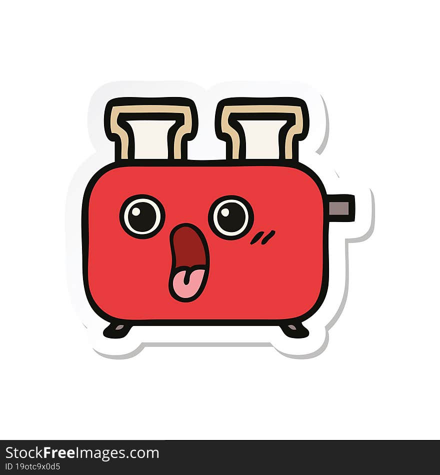 Sticker Of A Cute Cartoon Of A Toaster