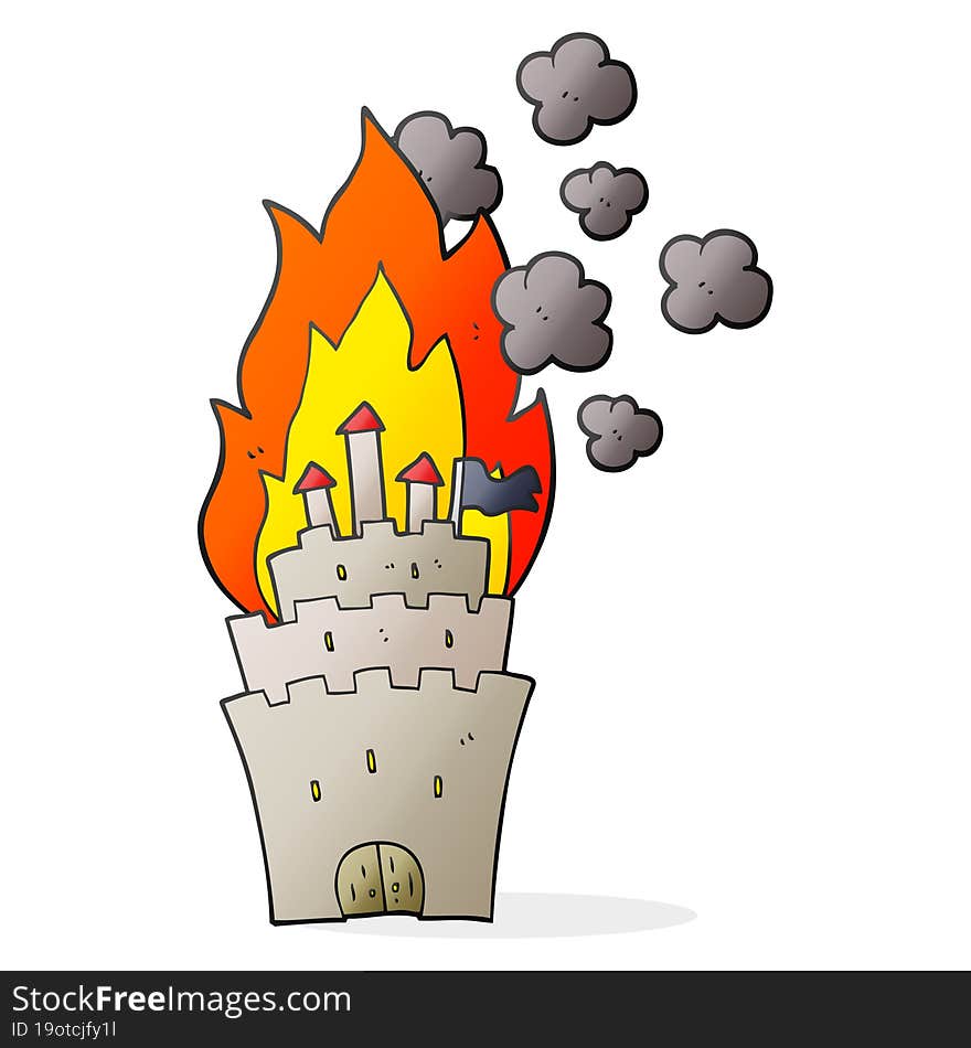 cartoon burning castle