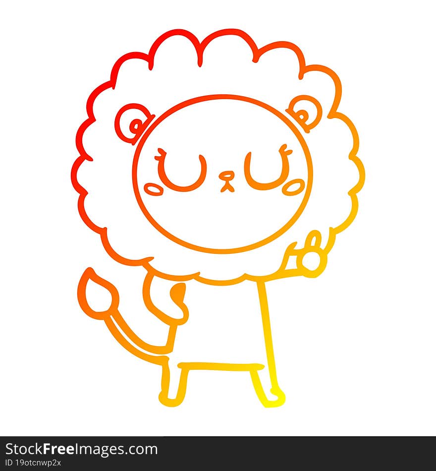 warm gradient line drawing of a cartoon lion