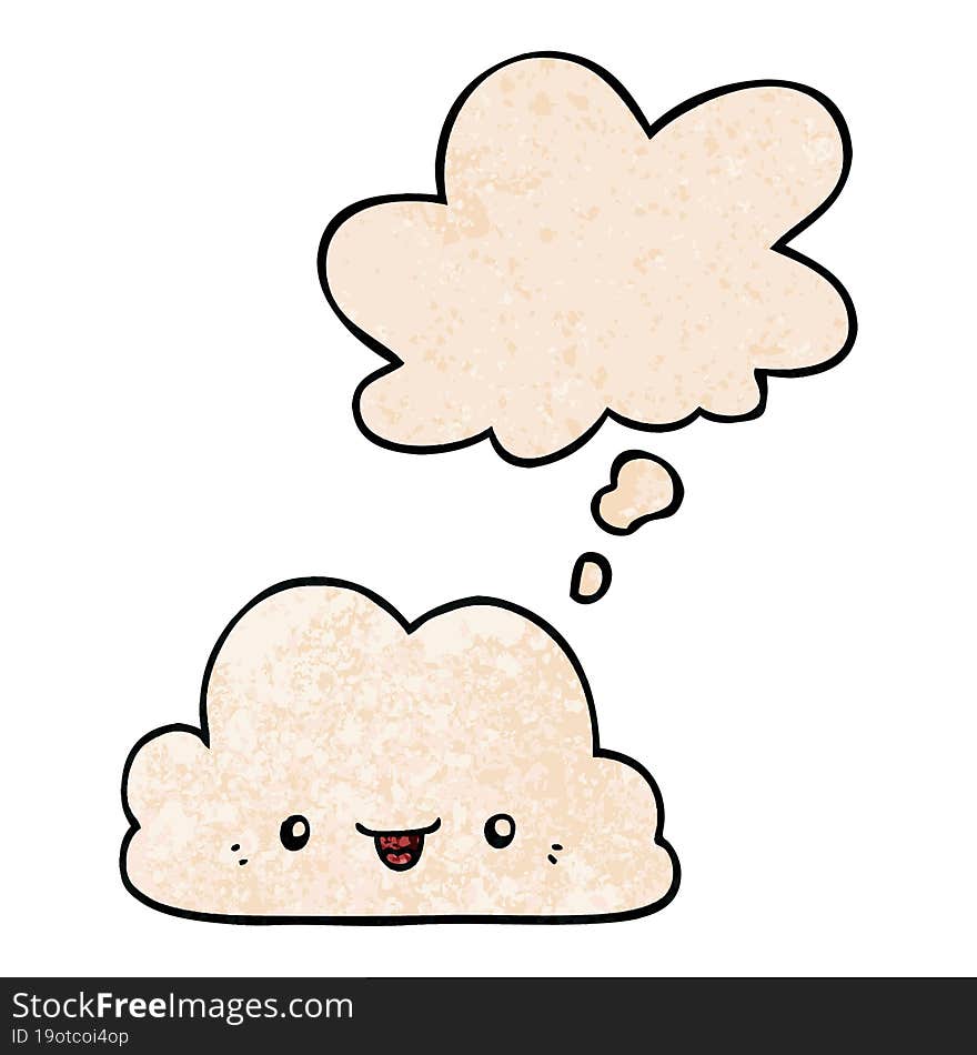 cute cartoon cloud and thought bubble in grunge texture pattern style