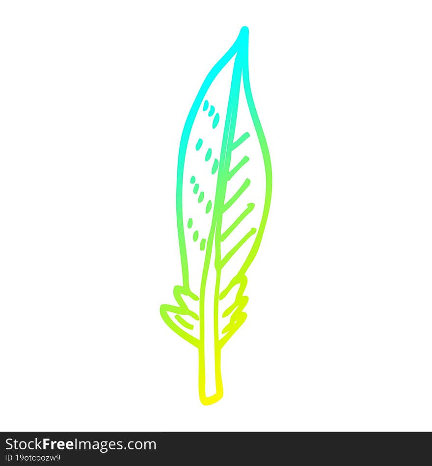 cold gradient line drawing cartoon golden feather