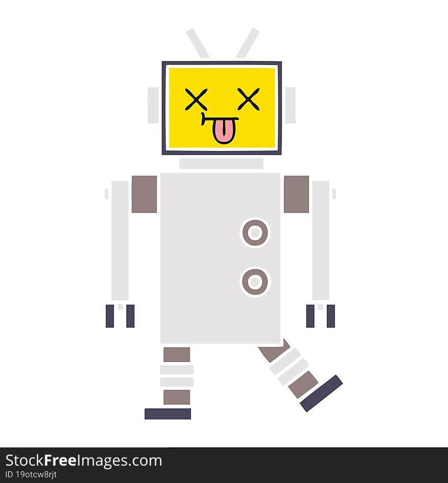 flat color retro cartoon of a robot