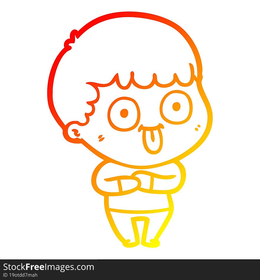 warm gradient line drawing cartoon dumb kid