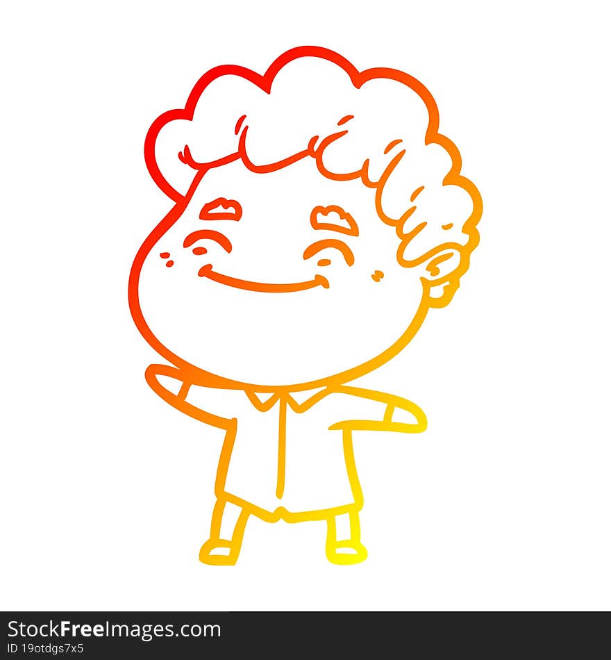 warm gradient line drawing cartoon friendly man