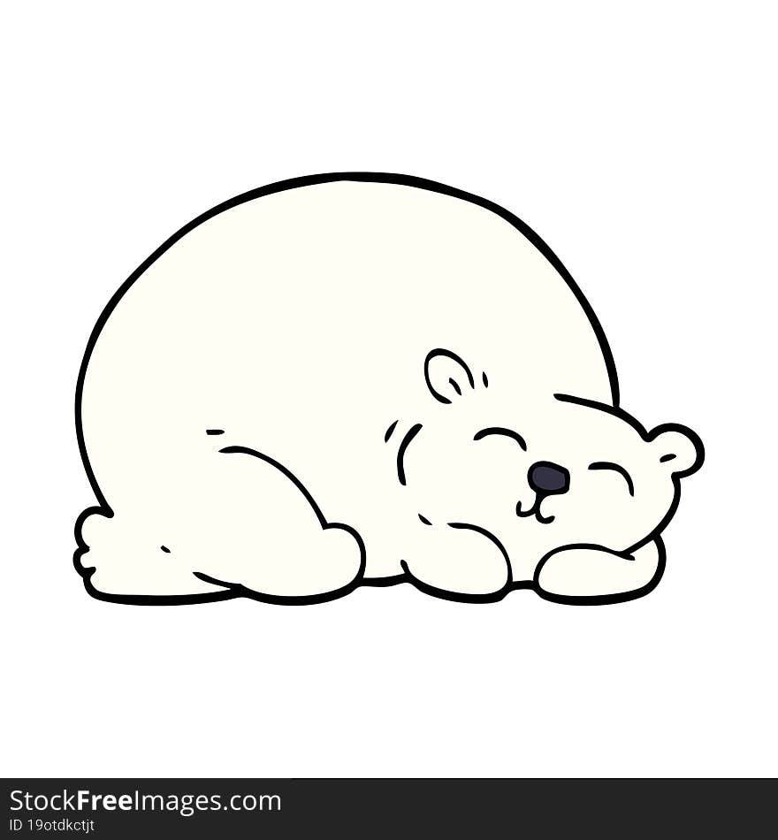 cartoon doodle happy polar bear sleeping