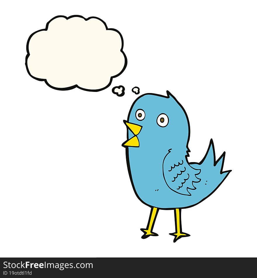 cartoon bluebird with thought bubble