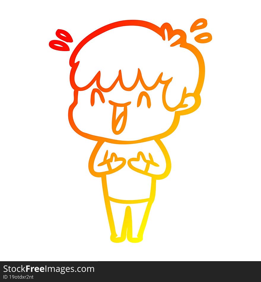 warm gradient line drawing cartoon laughing boy