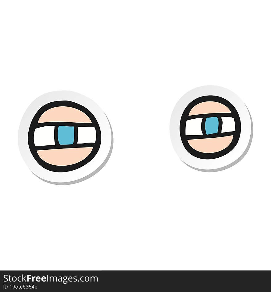 sticker of a cartoon scowling eyes