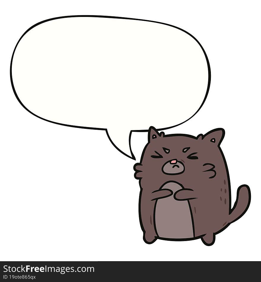 cartoon angry cat and speech bubble