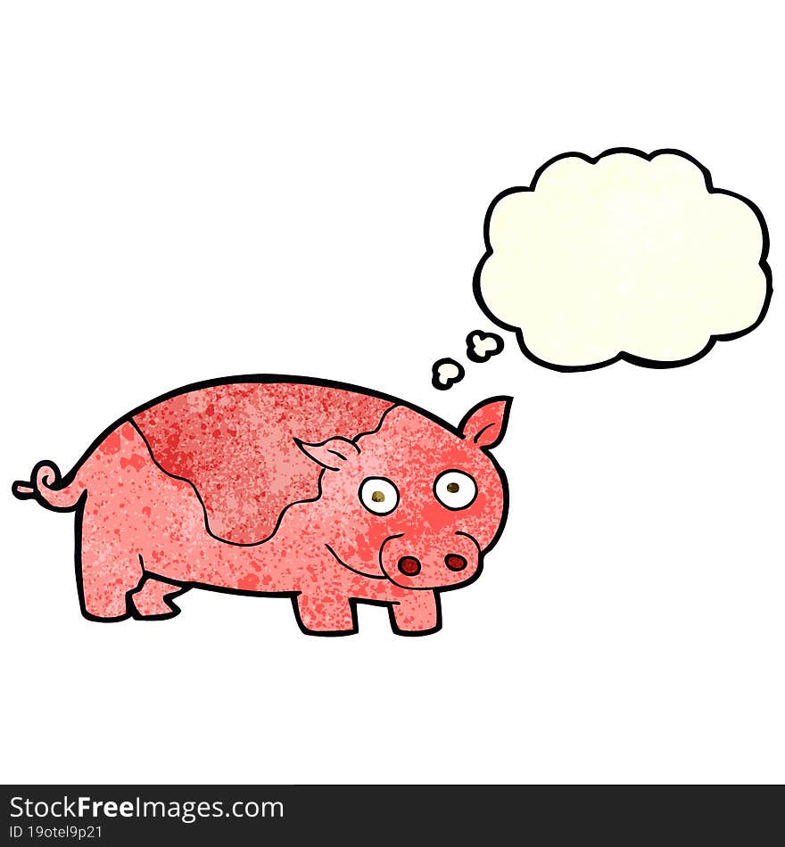 cartoon pig with thought bubble