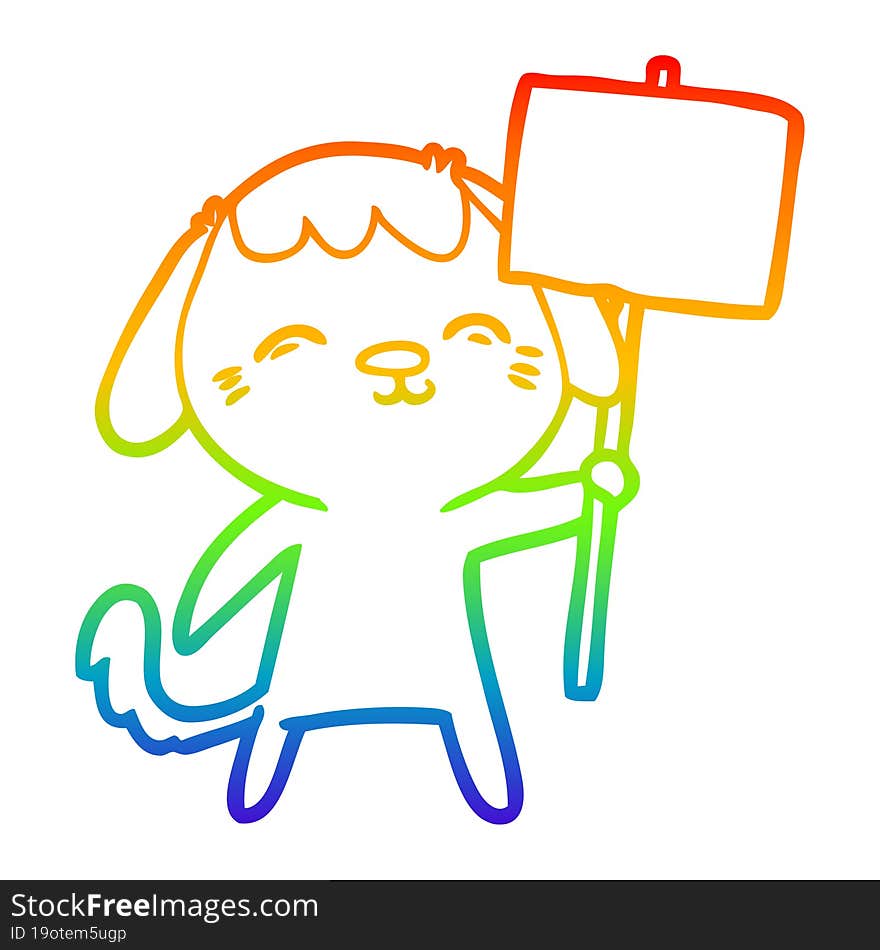 rainbow gradient line drawing happy cartoon dog