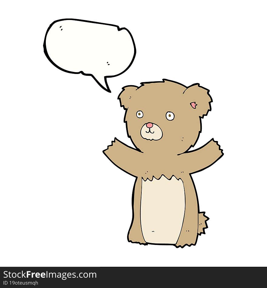 cartoon teddy bear with speech bubble