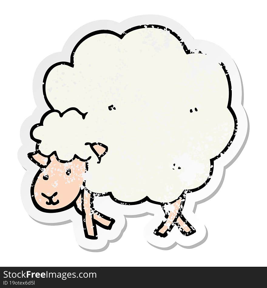 distressed sticker of a cartoon sheep