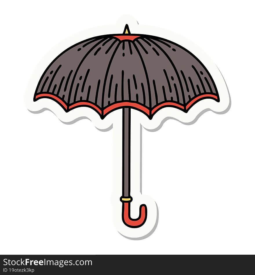 tattoo style sticker of an umbrella