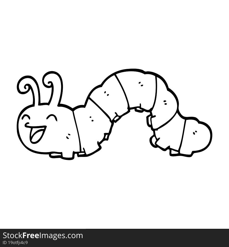 Line Drawing Cartoon Laughing Caterpillar