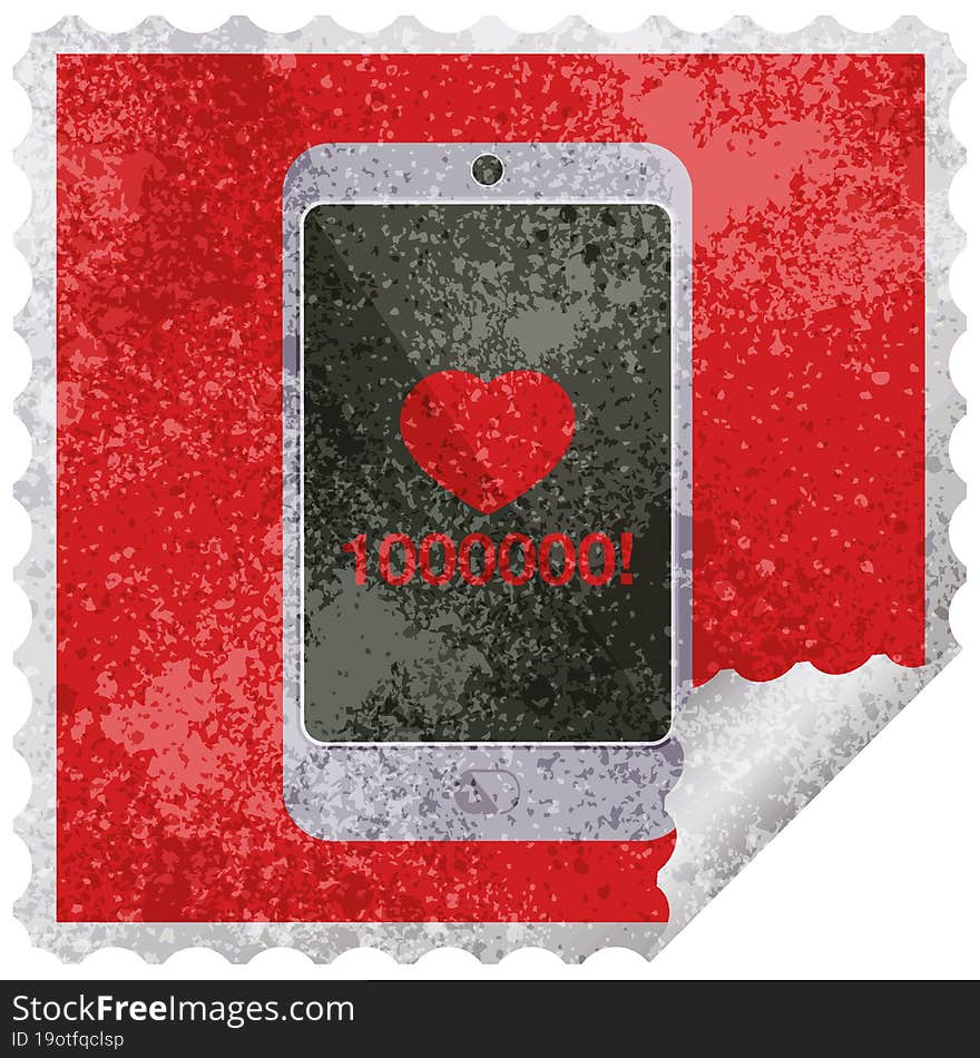 Mobile Phone Showing 1000000 Likes Graphic Vector Illustration Square Sticker Stamp