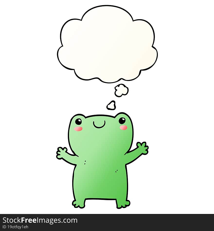 cute cartoon frog and thought bubble in smooth gradient style