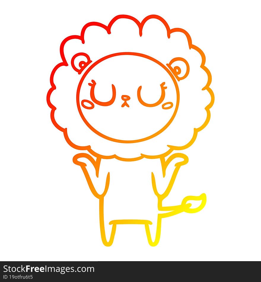 warm gradient line drawing of a cartoon lion