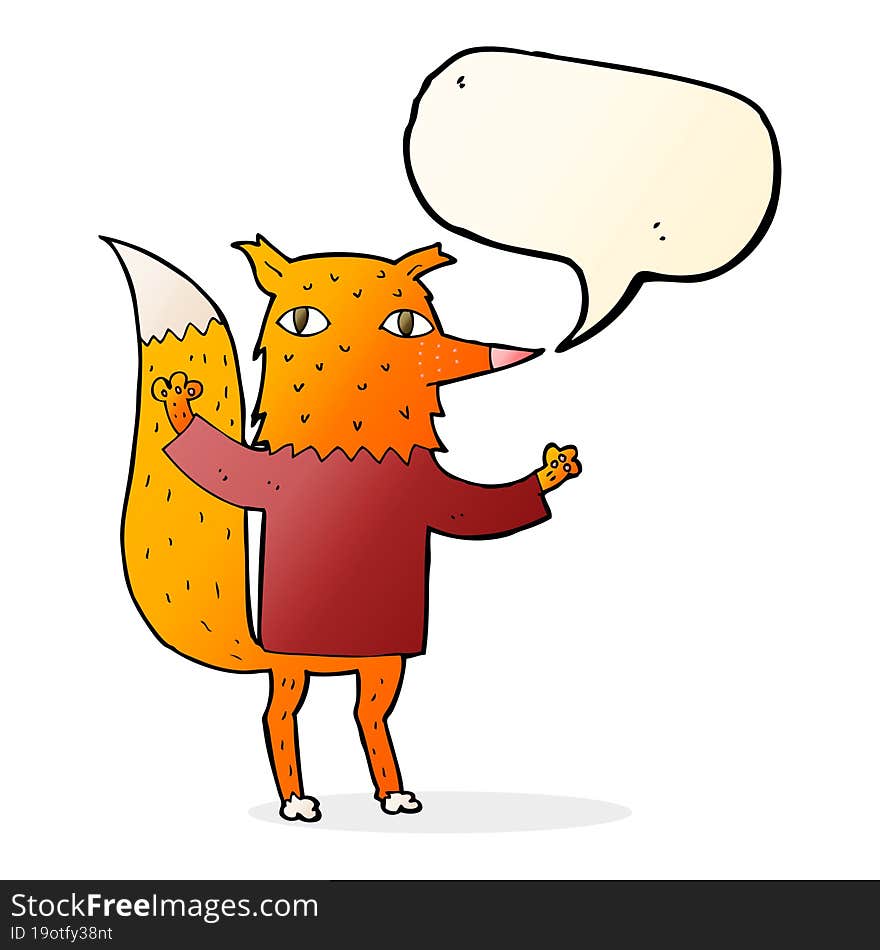 Cartoon Fox With Speech Bubble