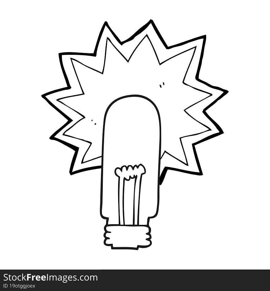 black and white cartoon old light bulb