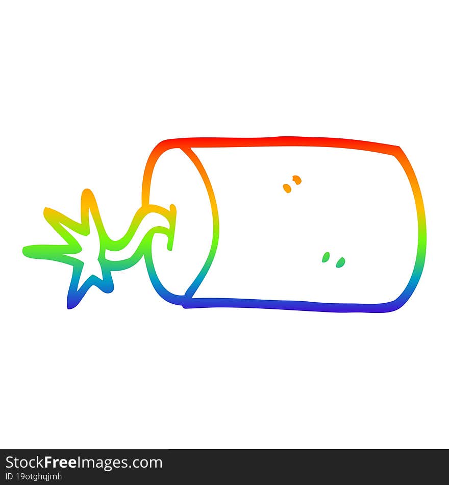 rainbow gradient line drawing of a cartoon dynamite