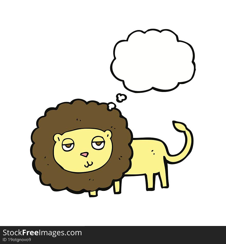 cartoon lion with thought bubble