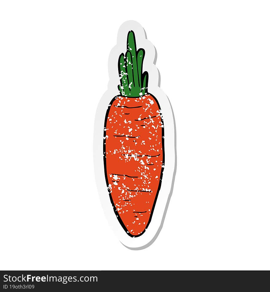 distressed sticker of a cartoon carrot