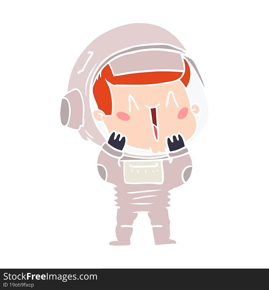 happy flat color style cartoon astronaut