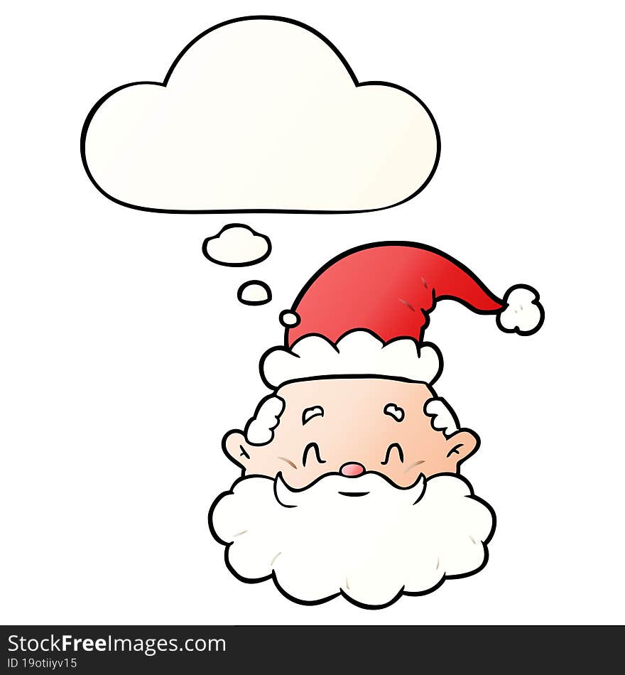 cartoon santa claus with thought bubble in smooth gradient style