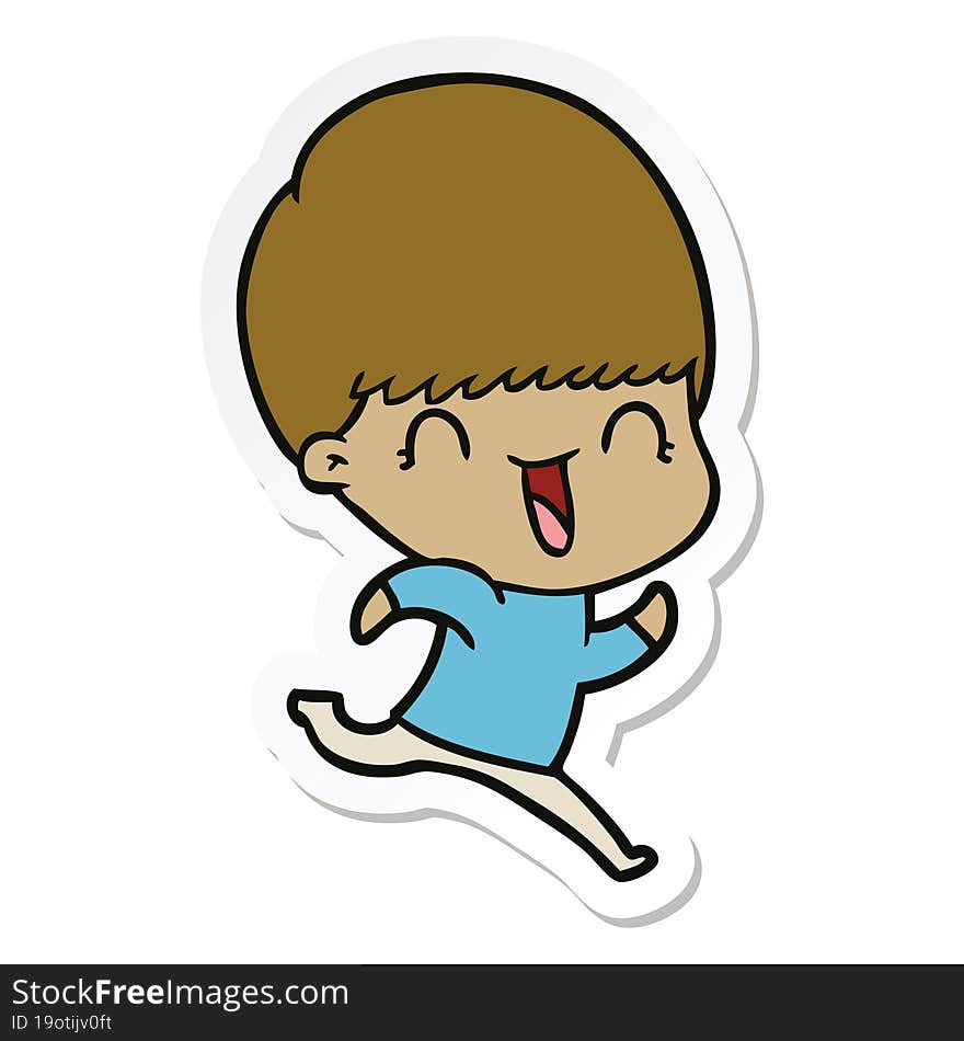 sticker of a happy cartoon boy