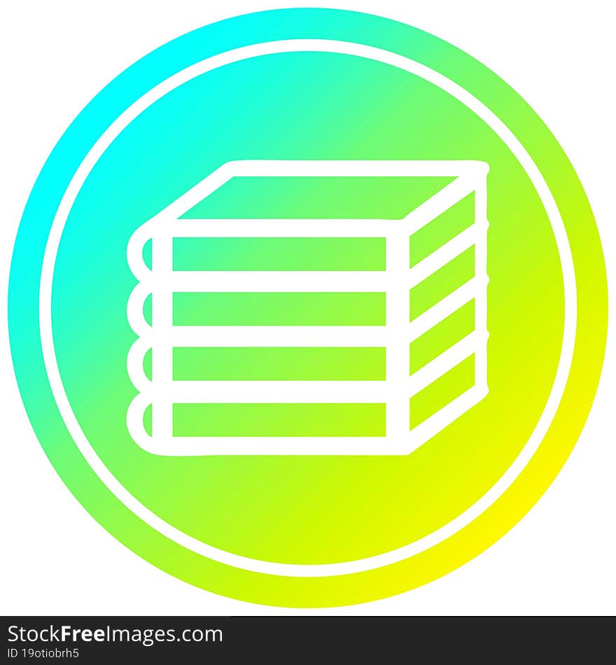 Stack Of Books Circular In Cold Gradient Spectrum