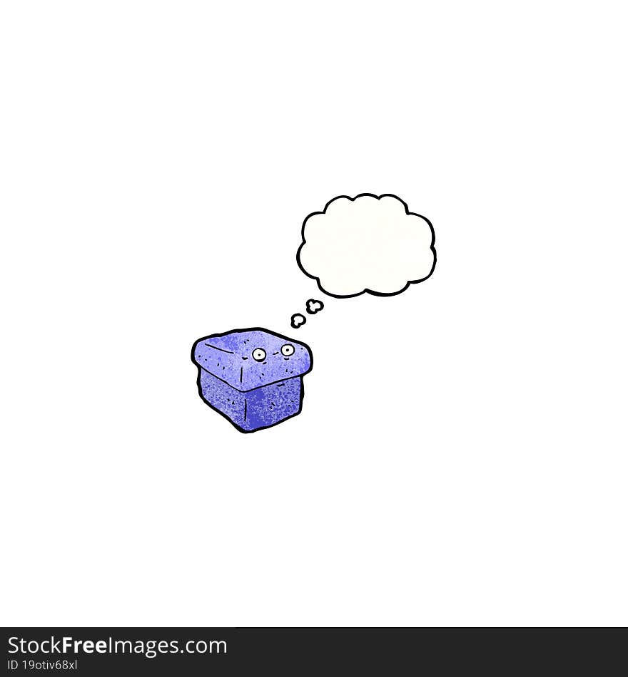 box cartoon character with thought bubble