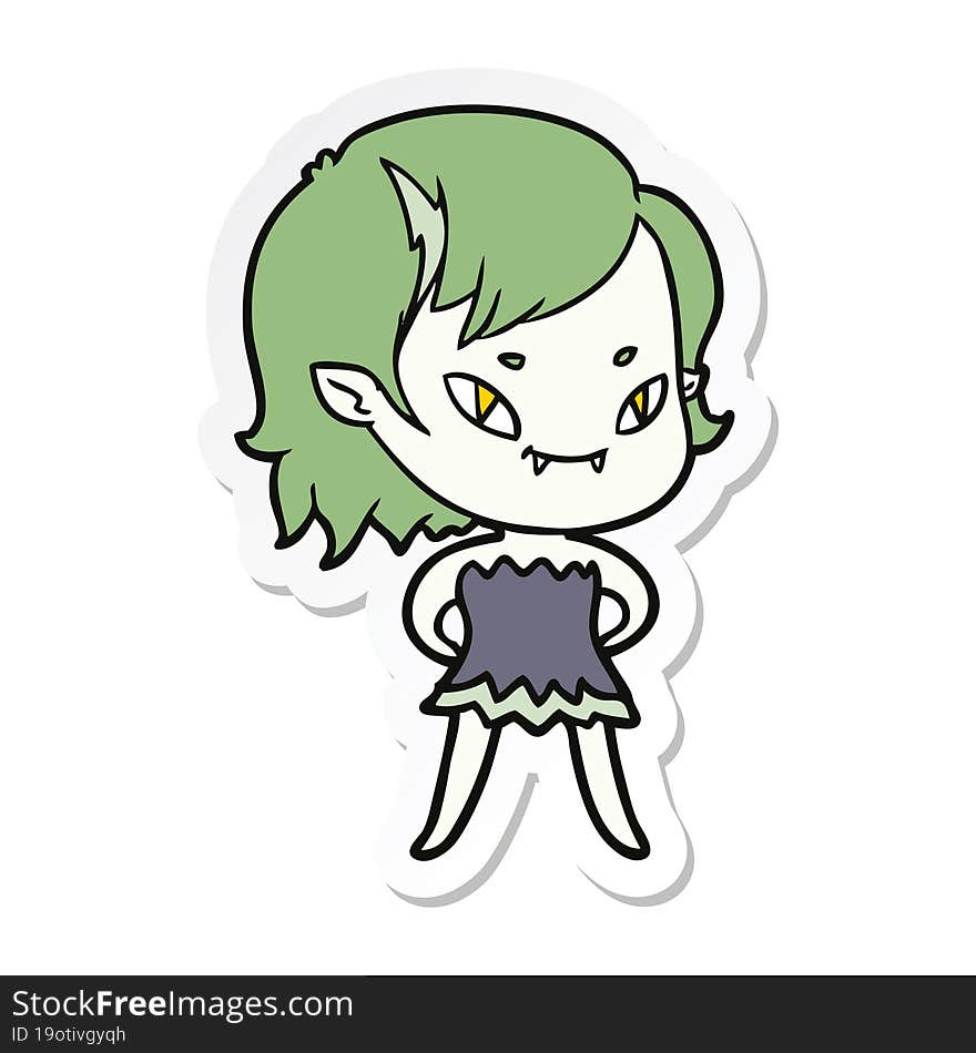 Sticker Of A Vampire Girl In Dress