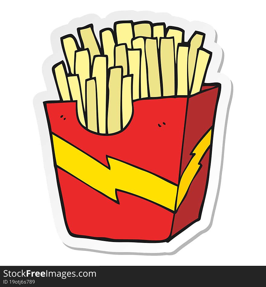 sticker of a cartoon french fries