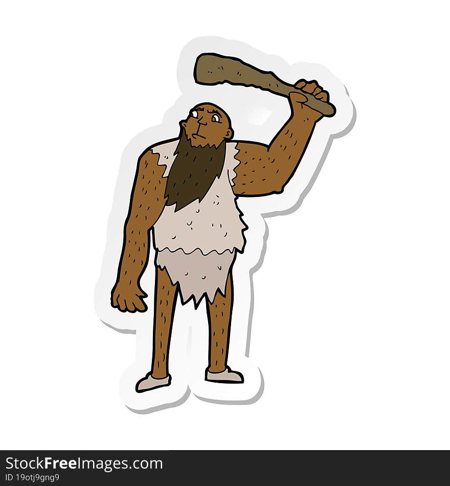 sticker of a cartoon neanderthal