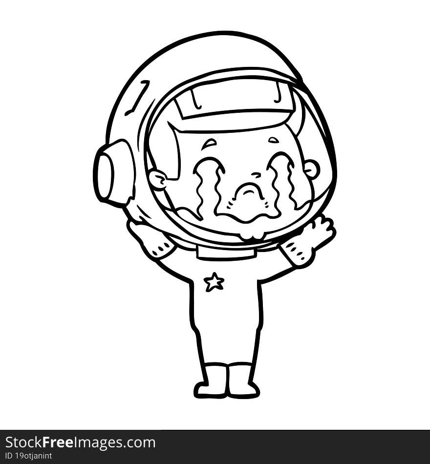 cartoon crying astronaut. cartoon crying astronaut