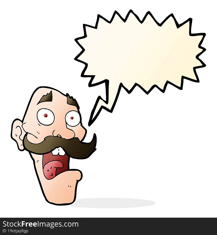 cartoon frightened old man with speech bubble