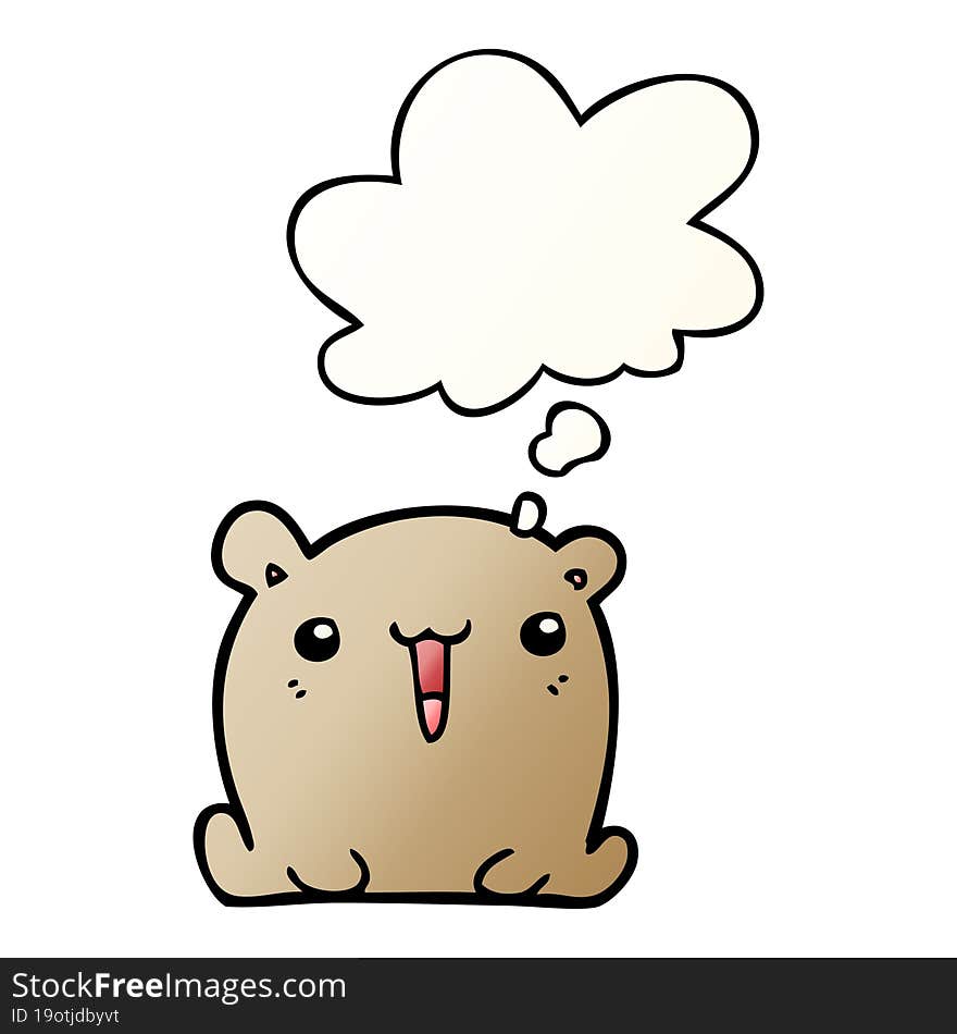 cute cartoon bear and thought bubble in smooth gradient style