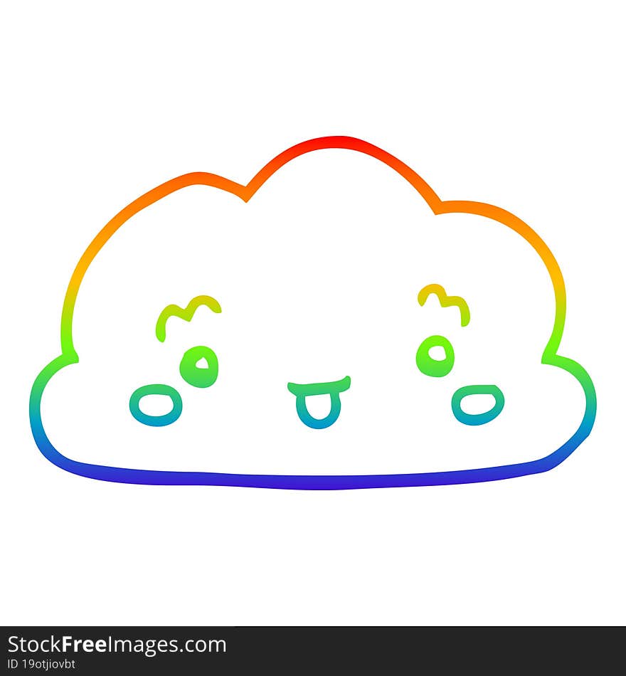 rainbow gradient line drawing cartoon cloud